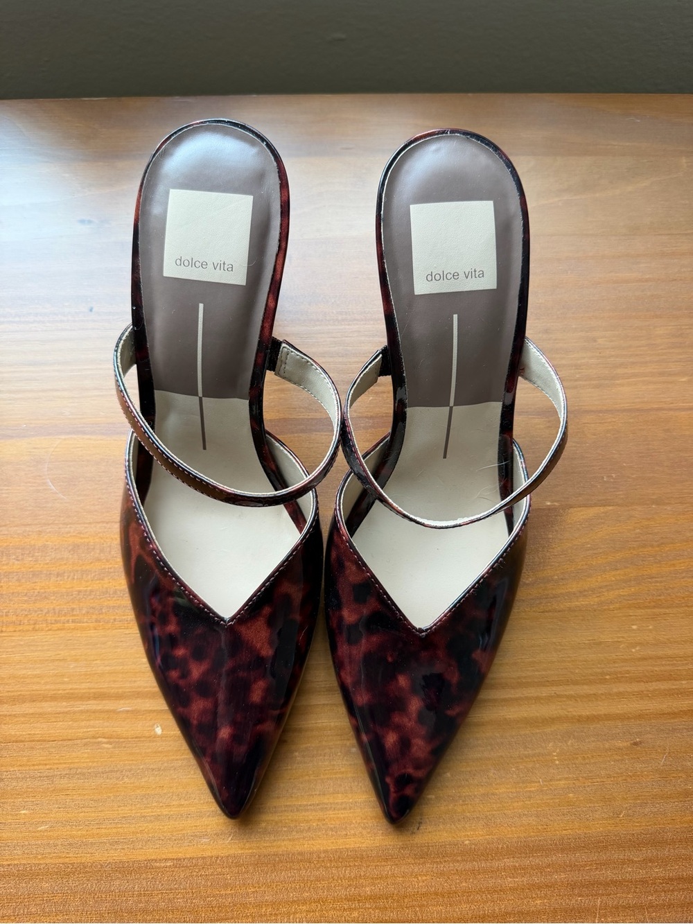 Dolce Vita Tortoiseshell Burgundy Pointed Slingback Heels